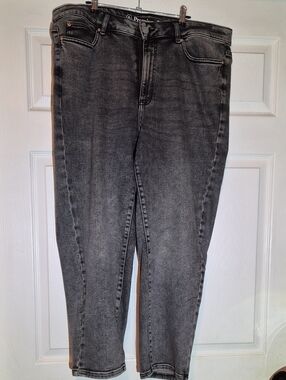 Addition Elle Black-Gray Straight Leg Jeans